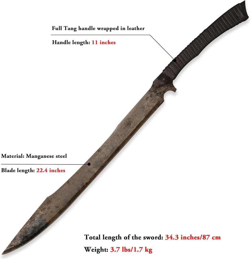 Handmade Manganese Steel Chopping Blade Sword for Outdoor Use