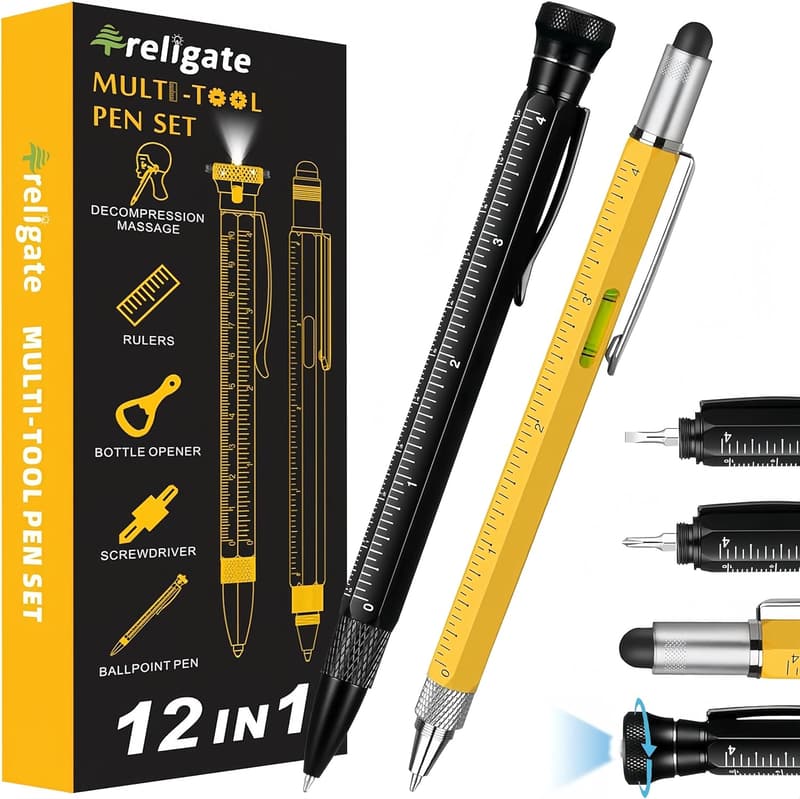 Multi-Tool Pen Set for Men - LED Tactical Birthday Gift
