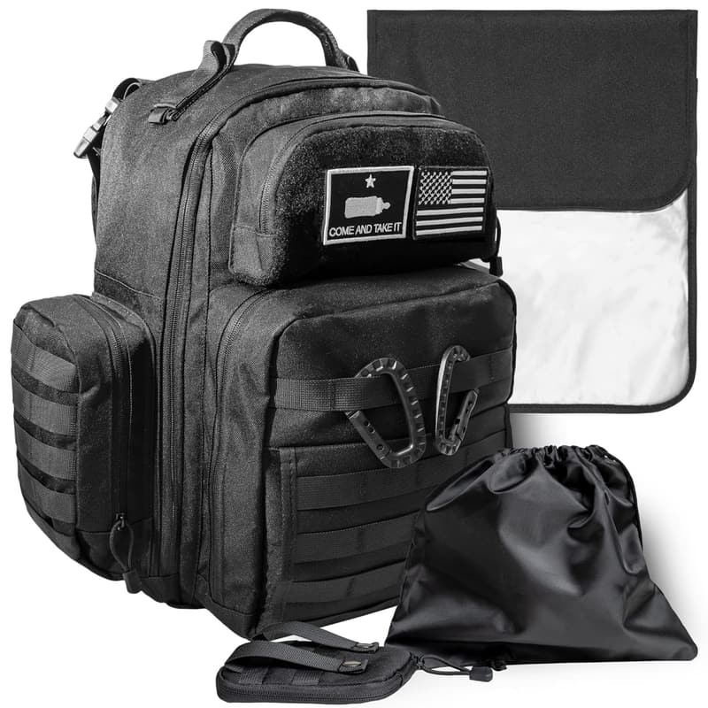 Military-Style Dad Diaper Bag - Waterproof Backpack with Insulated Pockets