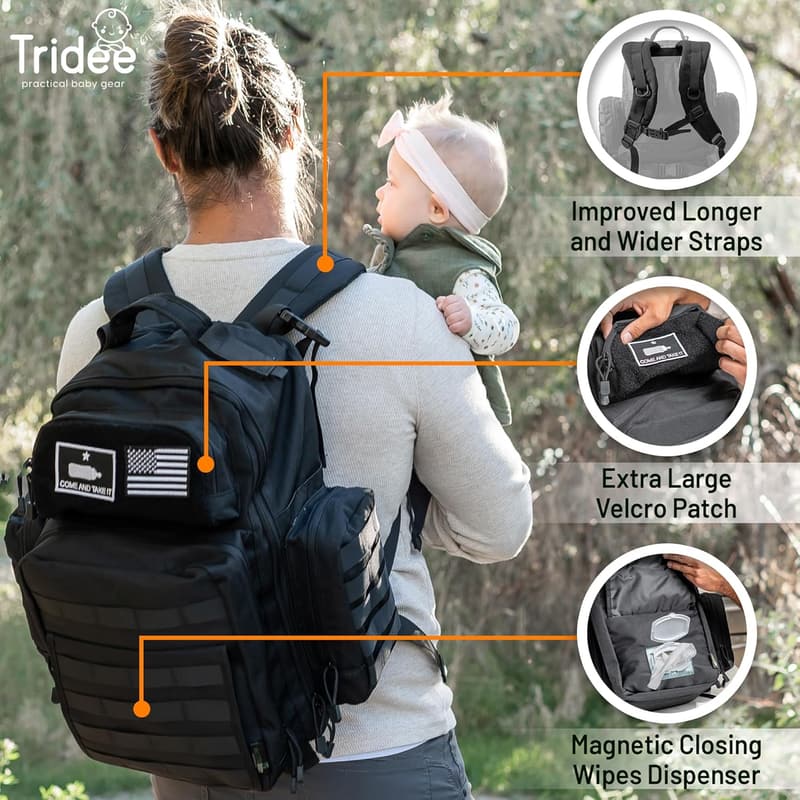 Military-Style Dad Diaper Bag - Waterproof Backpack with Insulated Pockets
