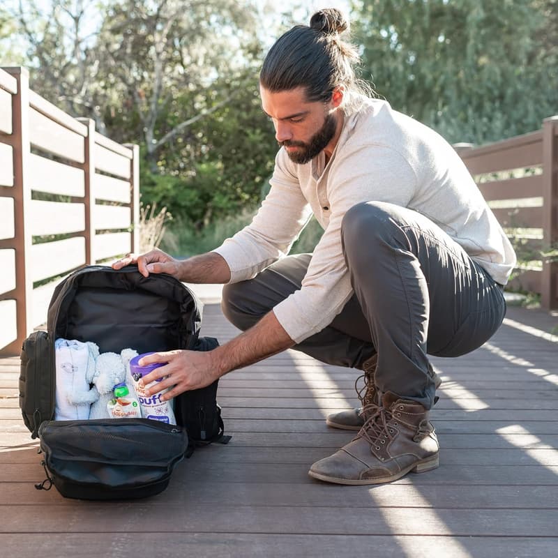 Military-Style Dad Diaper Bag - Waterproof Backpack with Insulated Pockets