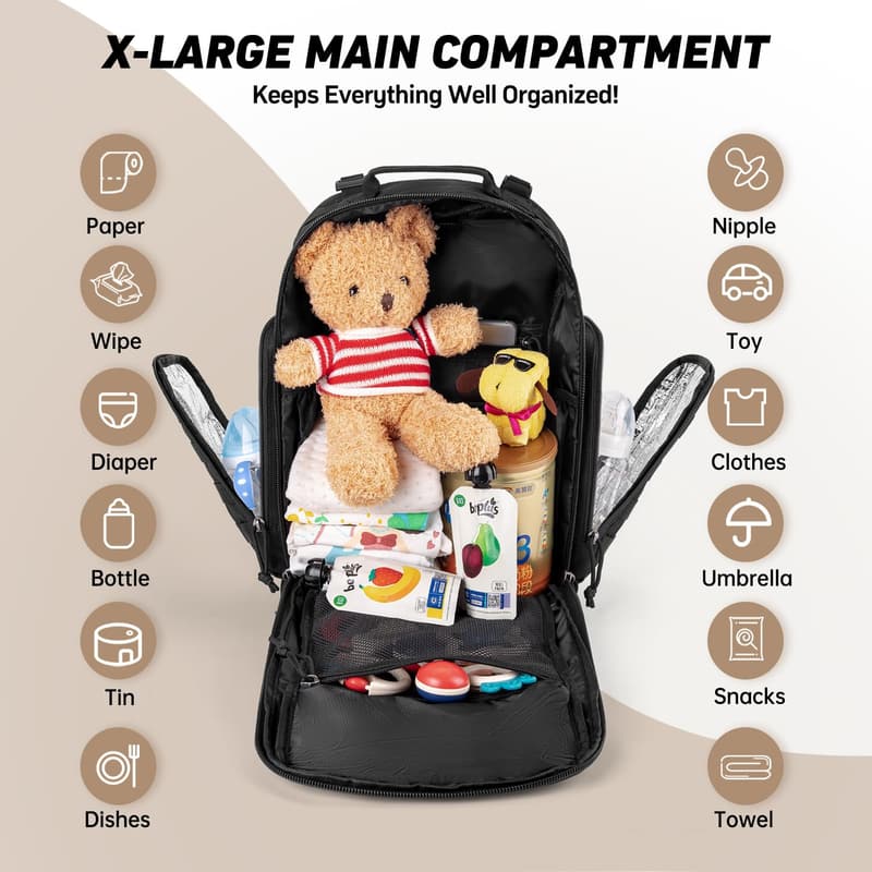 Military-Style Dad Diaper Bag with Changing Pad for Newborns
