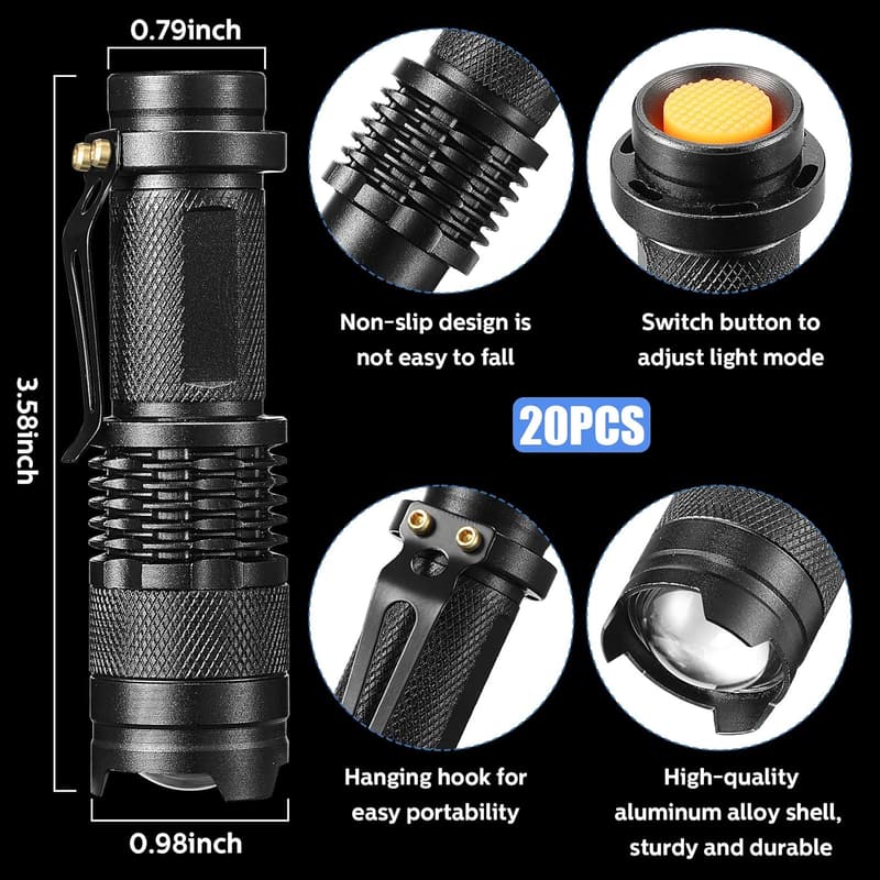 Mini Tactical LED Flashlight - 3 Modes, Water-Resistant, Adjustable Focus