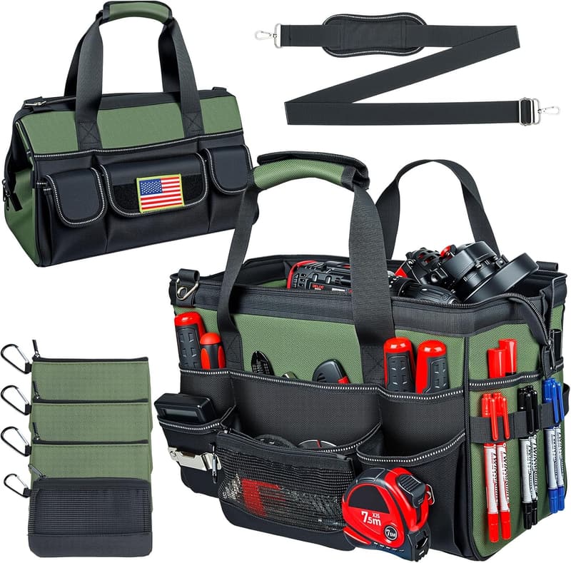 16-Inch Heavy-Duty Tool Bag with 28 Pockets & 4 Pouches