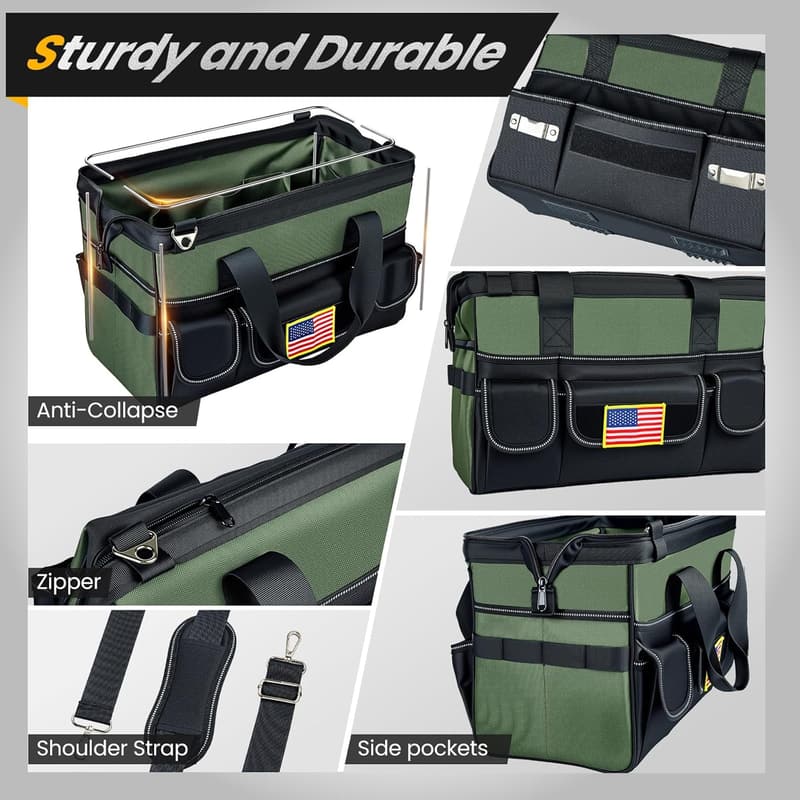 16-Inch Heavy-Duty Tool Bag with 28 Pockets & 4 Pouches