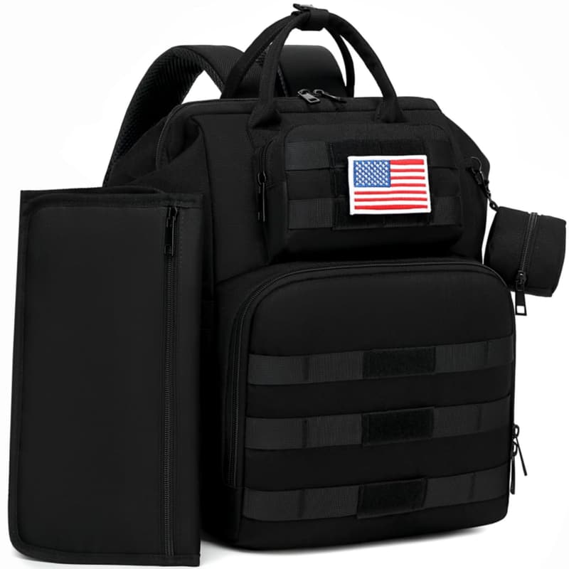 Dad's Diaper Backpack with Changing Pad & Removable Flag Patch