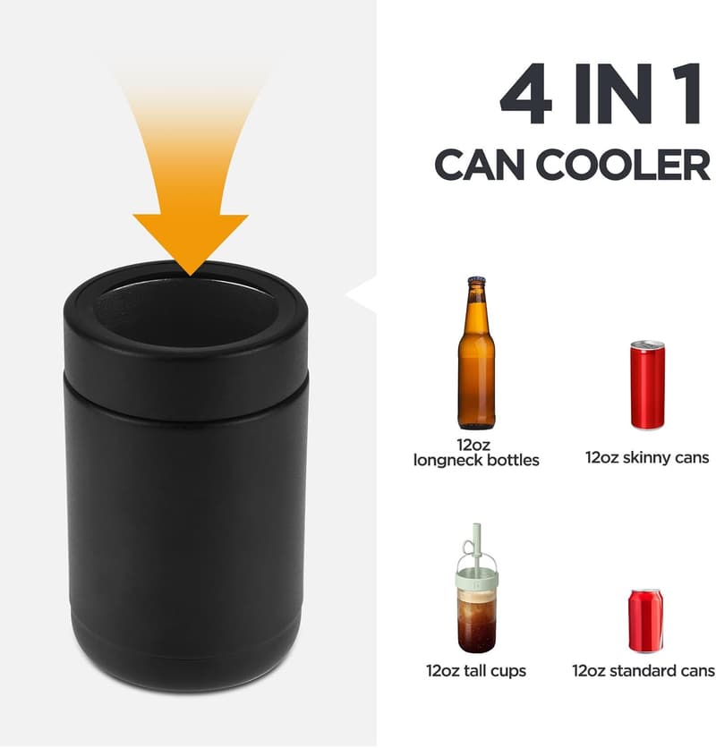 Stainless Steel 12oz Double Wall Can/Bottle Cooler - Black