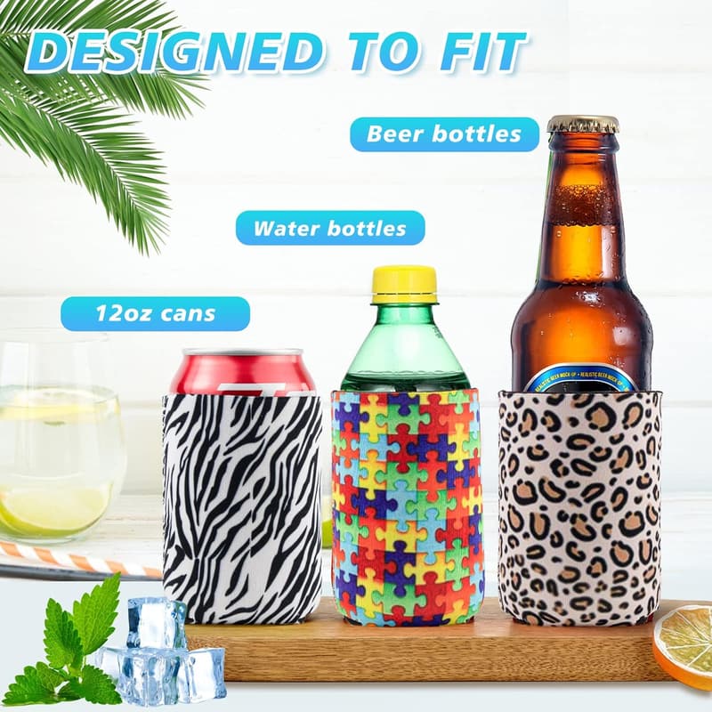 Neoprene Beer Can Coolers - 12 Pack for Parties & Events