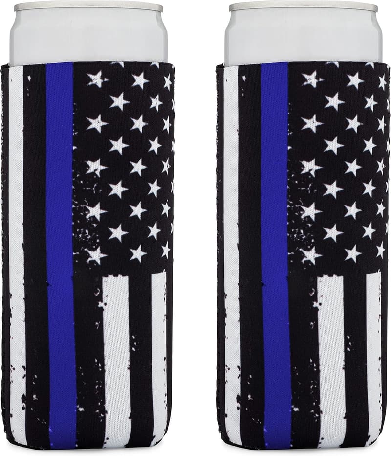 Thin Blue Line Collapsible Can Sleeves - 2 Pack, 12 oz
