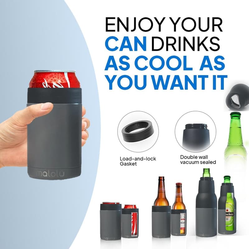 Stainless Steel Beer Koozie & Cooler with Built-in Opener