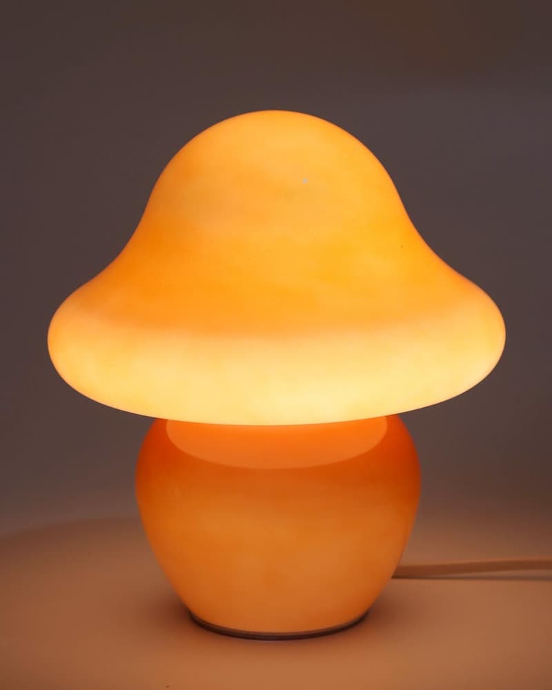 Orange Glass Mushroom Table Lamp for Bedroom Aesthetics