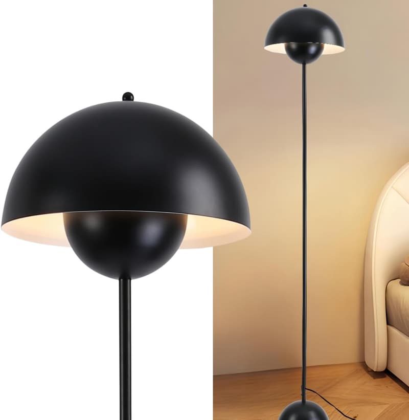 Modern Industrial Floor Lamp for Living Room & Office (Black)