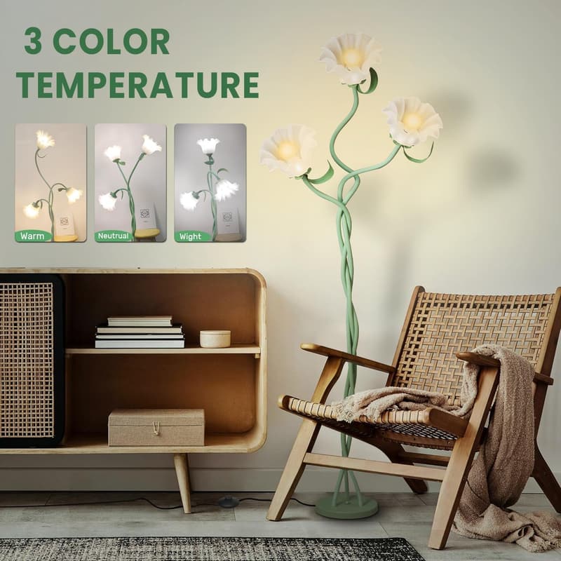 Modern LED Flower Floor Lamp with 3 Color Modes for Kids' Room
