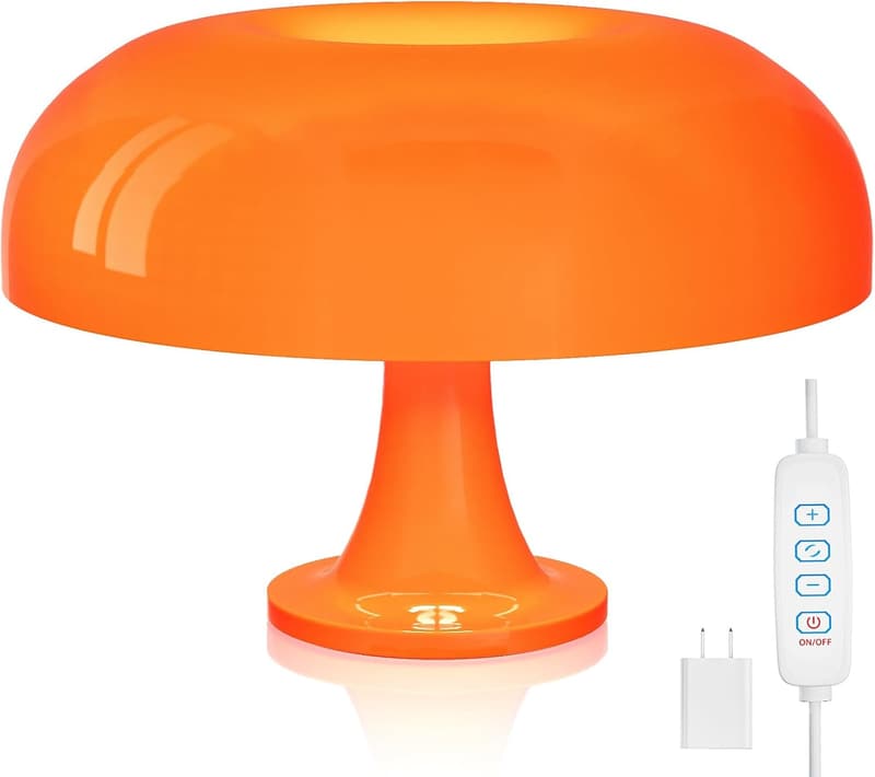 70s Retro Orange Mushroom Table Lamp for Home Decor & Gifts