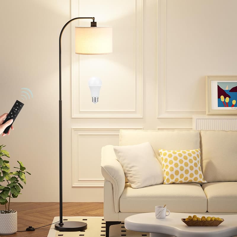 Dimmable Arc Floor Lamp with Remote, Adjustable Brightness