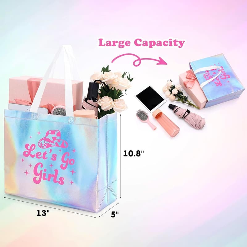 Bachelorette Iridescent Tote Bags - 8 Pcs Retro Cowgirl Party Favors