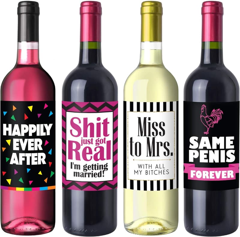 Bachelorette Party Wine Label Set - Fun Favors & Decorations