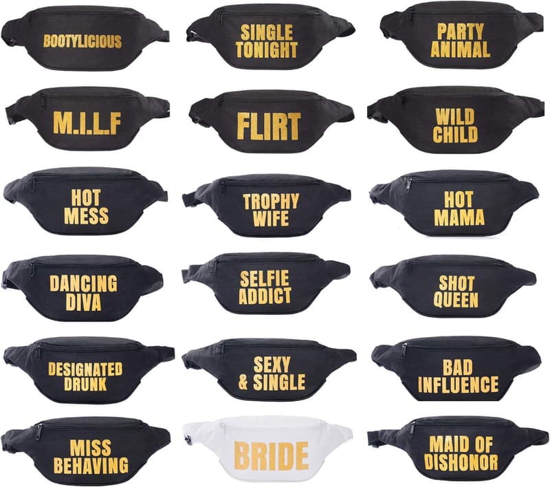 Bachelorette Party Funny Phrase Fanny Packs - 18 Pack