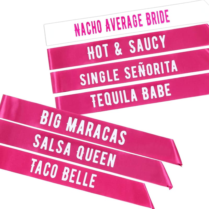 Final Fiesta Bachelorette Sashes Set - 1 Bride & 6 Tribe Sashes