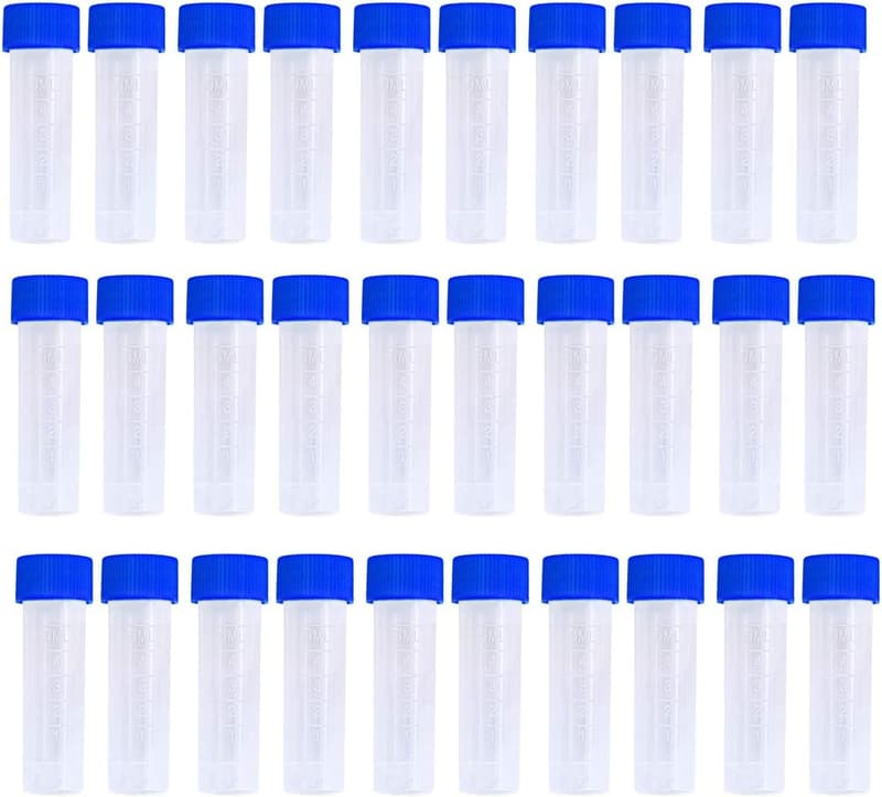 50PCS 5ml Plastic Screw Cap Sample Vial Tubes
