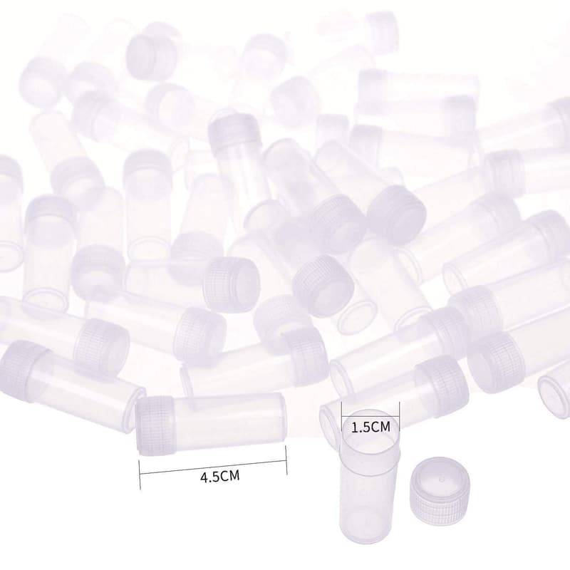 50pcs 5ml Plastic Test Tubes for Lab Storage