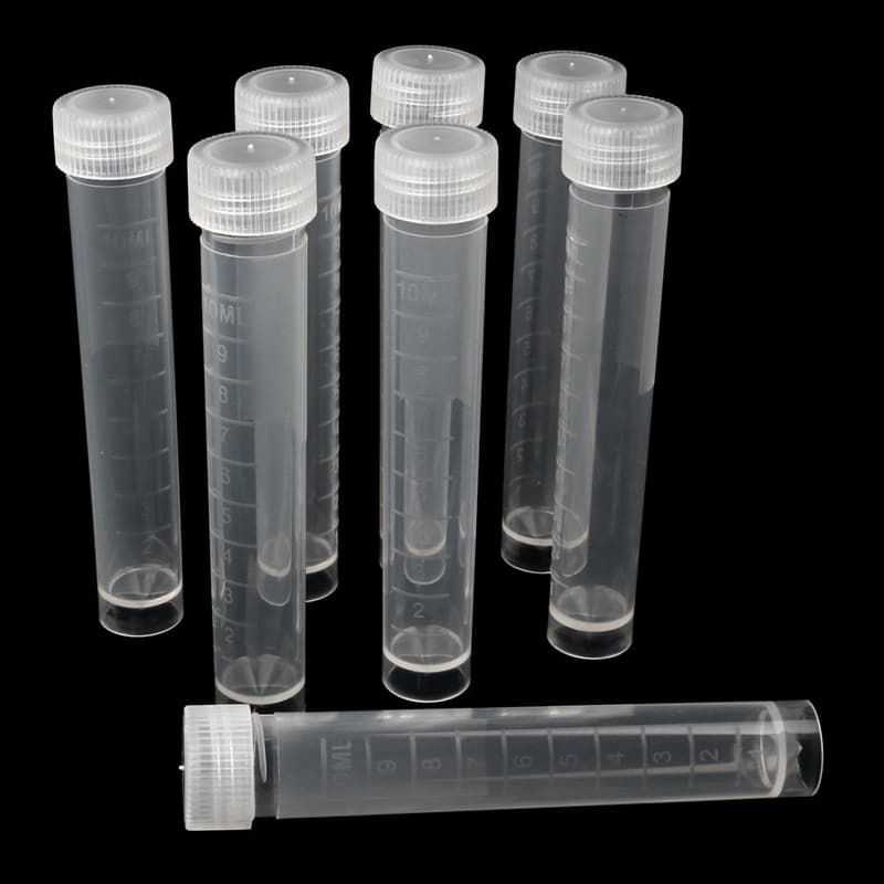 10pcs 10ml Lab Plastic Test Tubes with Sealed Caps