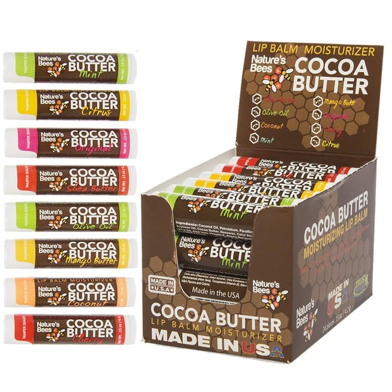 Natural Lip Balm Bulk Pack - 24 Flavors for Dry Lips