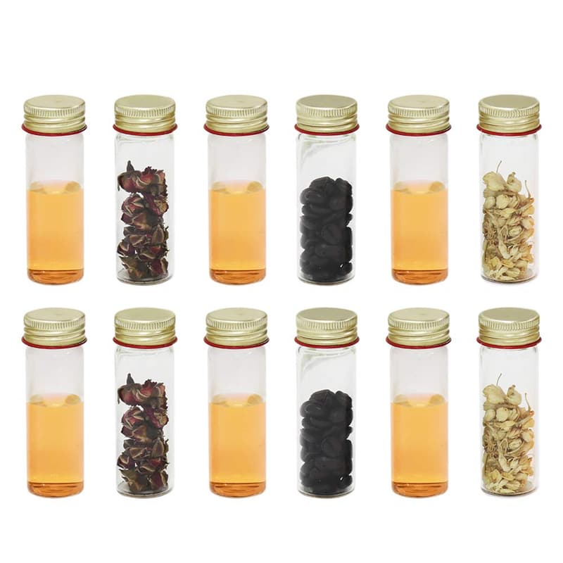 25ml Borosilicate Glass Sample Tubes with Screw Caps, Pack of 12