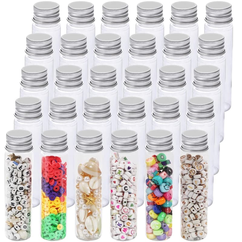 30 PCS Clear 50ml Plastic Test Tubes with Caps for Storage