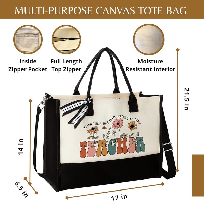 Teacher Appreciation Canvas Tote Bag - Perfect for Birthdays & Year-End