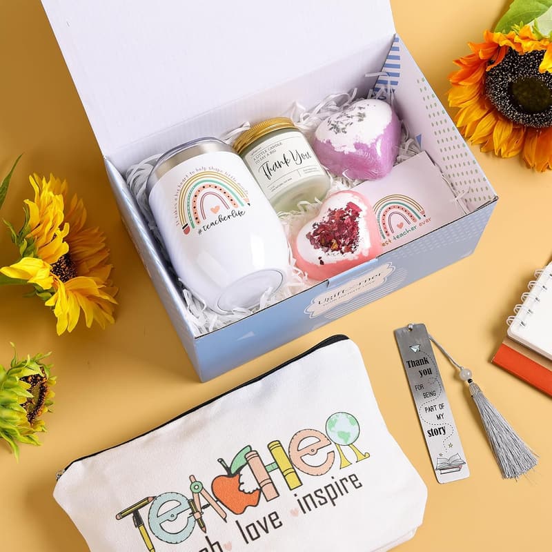 Teacher Appreciation Gift Set with Wine Tumbler & Treats