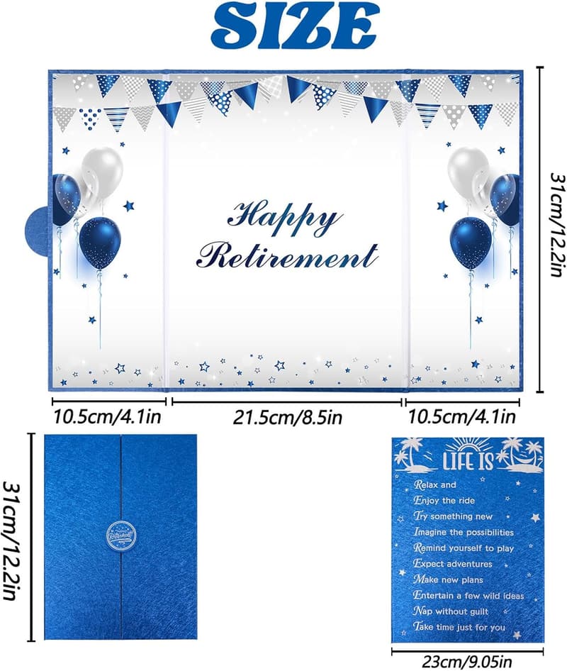 Retirement Party Guest Book & Decorations Set - Blue & Silver