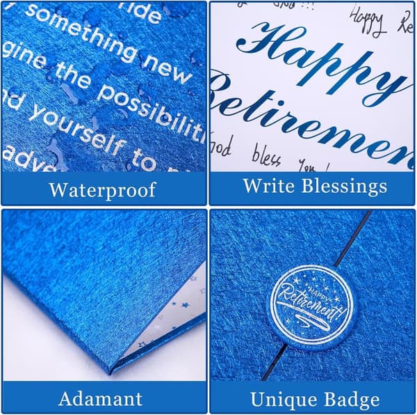 Retirement Party Guest Book & Decorations Set - Blue & Silver