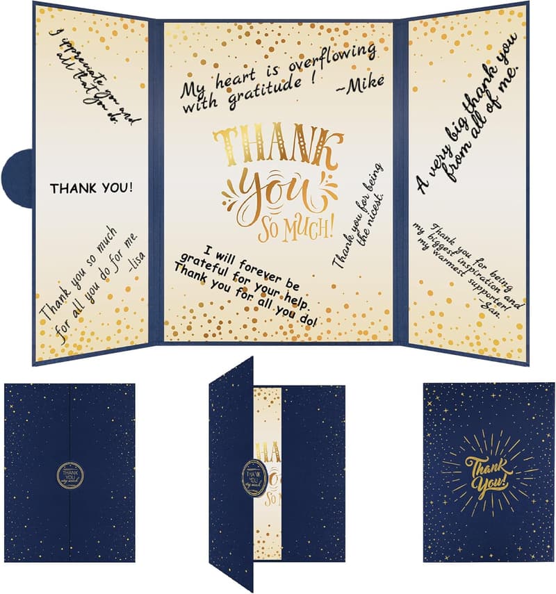 Thank You Card Alternative - Blue & Gold Graduation Decor