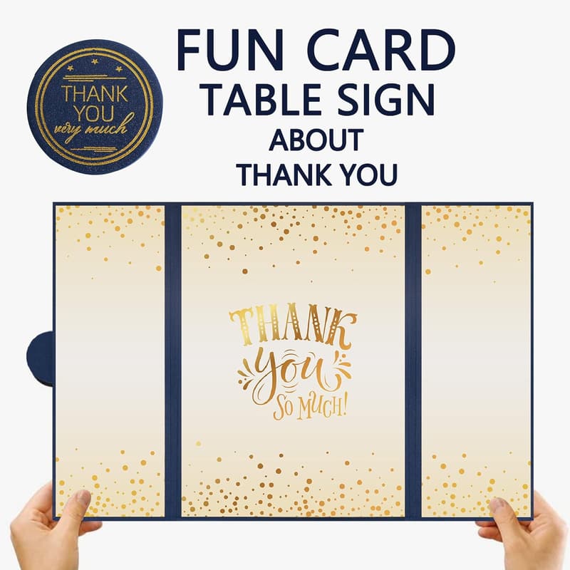 Thank You Card Alternative - Blue & Gold Graduation Decor