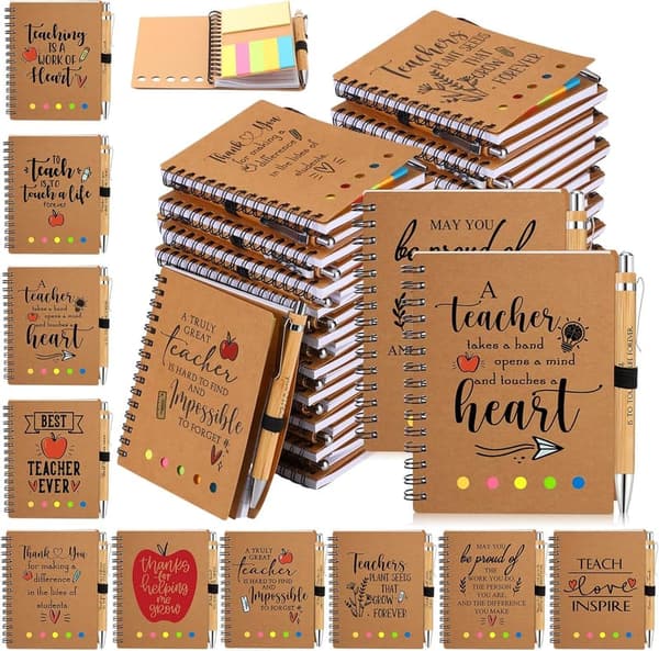 Teacher Appreciation Gift Set: Inspirational Notebook & Bamboo Pens
