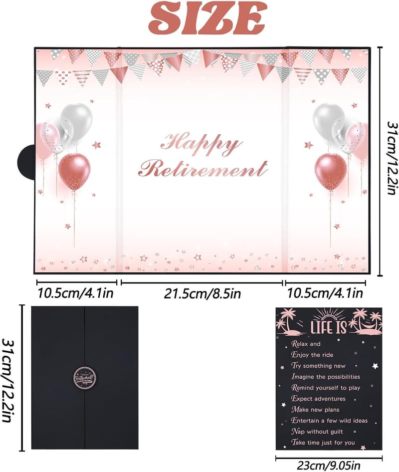 Retirement Party Guest Book & Decorations in Rose Gold