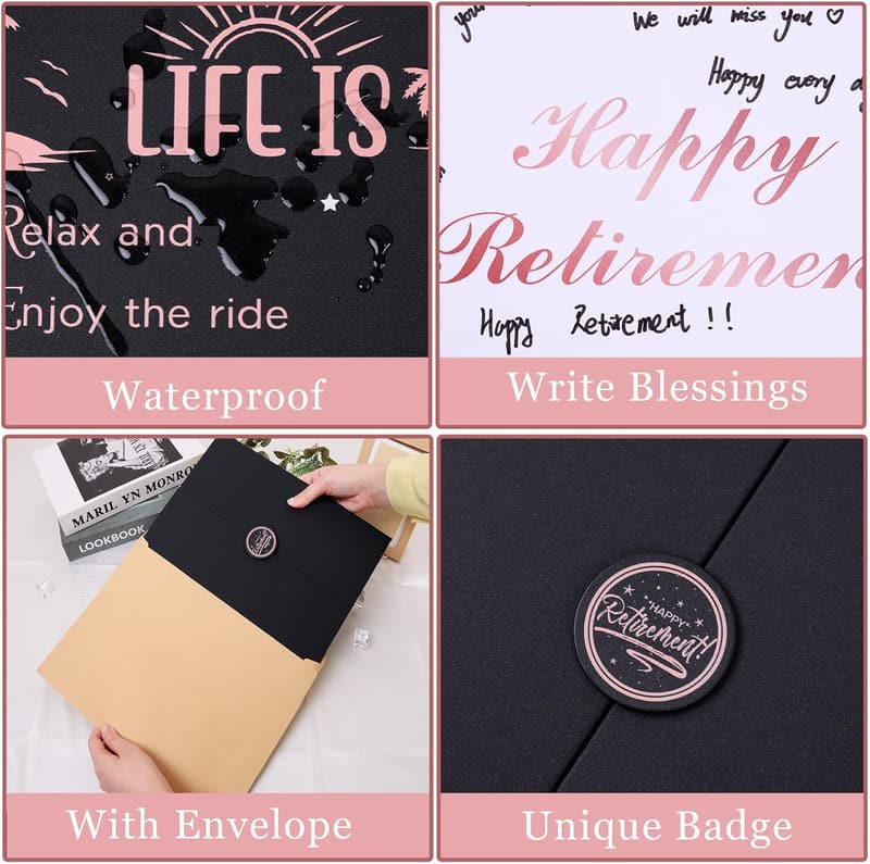 Retirement Party Guest Book & Decorations in Rose Gold