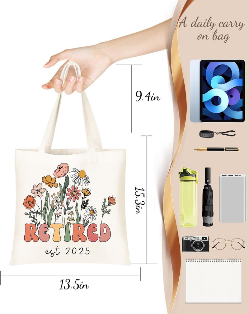 2025 Retirement Tote Bag for Women - Canvas with Handles