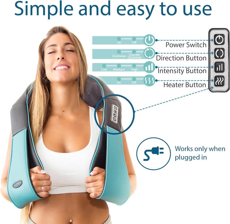 Shiatsu Neck and Back Massager with Heat - Deep Kneading Pillow