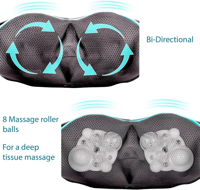 Shiatsu Neck and Back Massager with Heat - Deep Kneading Pillow