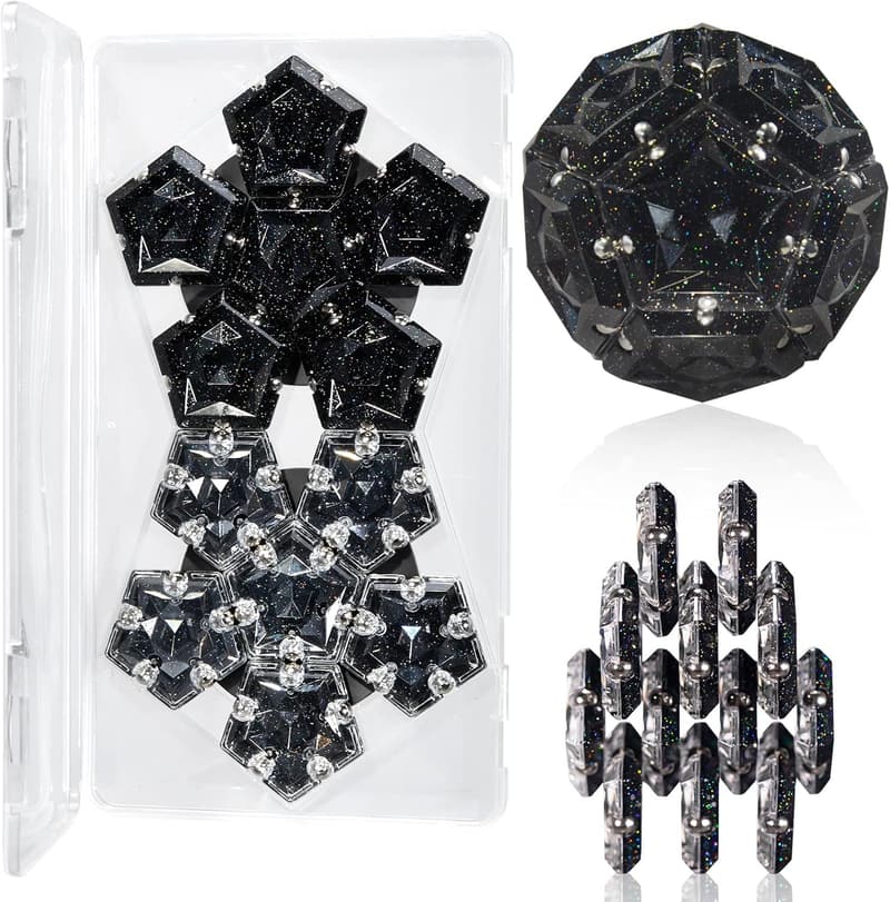 Holographic Magnetic Fidget Sphere - 12 Piece Sensory Set