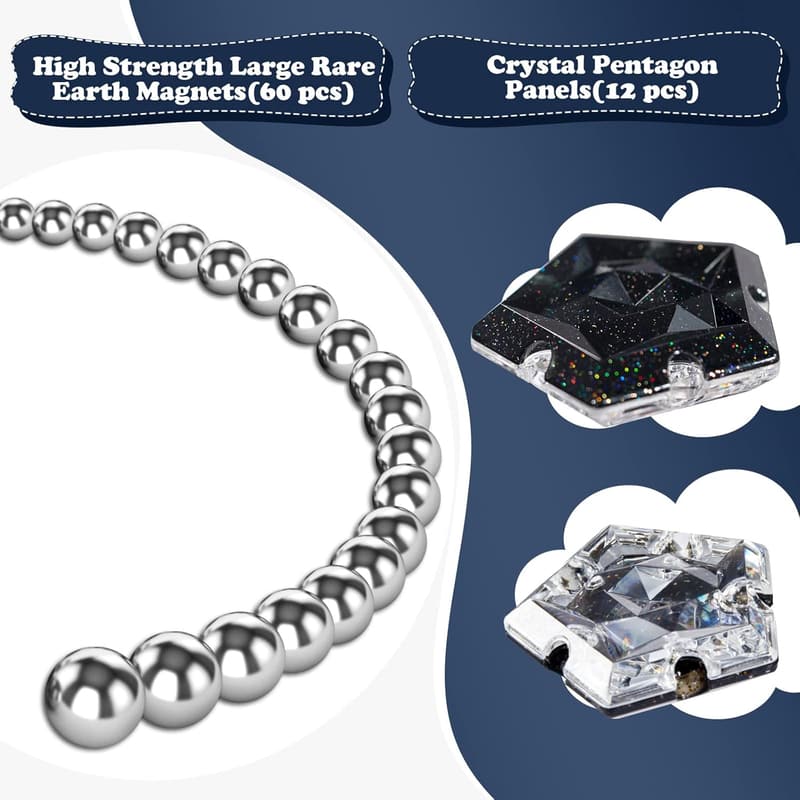 Holographic Magnetic Fidget Sphere - 12 Piece Sensory Set