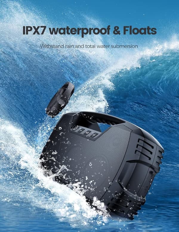 Portable Waterproof Bluetooth Speaker with Subwoofer for Outdoors
