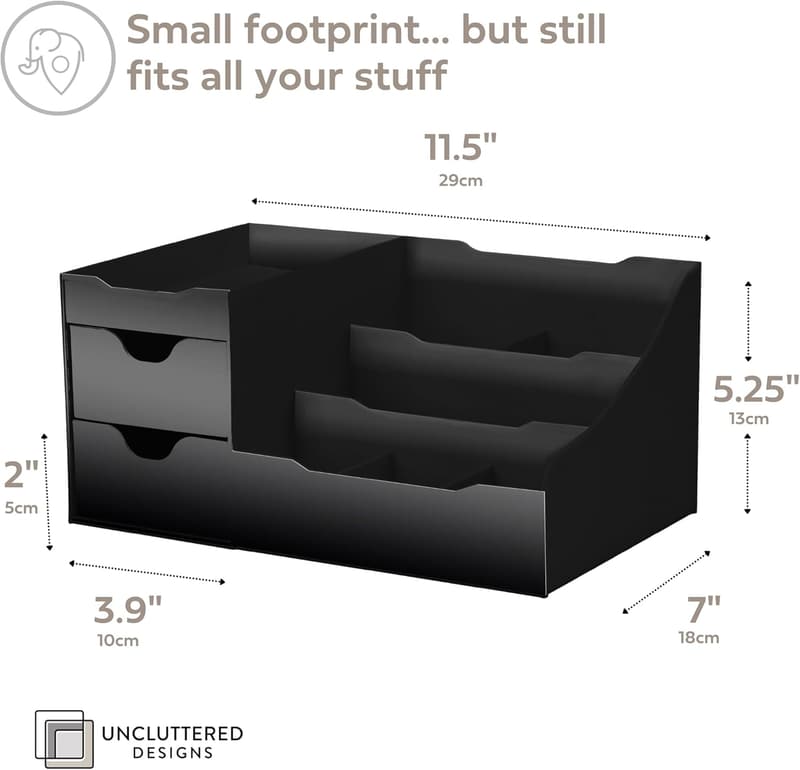 Large Black Men's Vanity Organizer with Drawers for Grooming