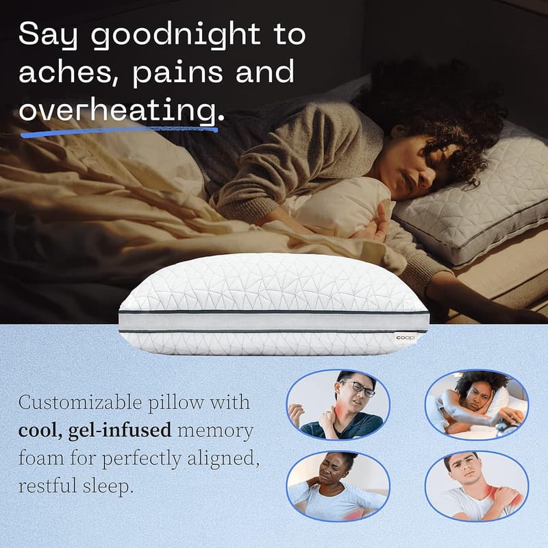 Queen Size Cooling Gel Memory Foam Bed Pillow - Medium Soft