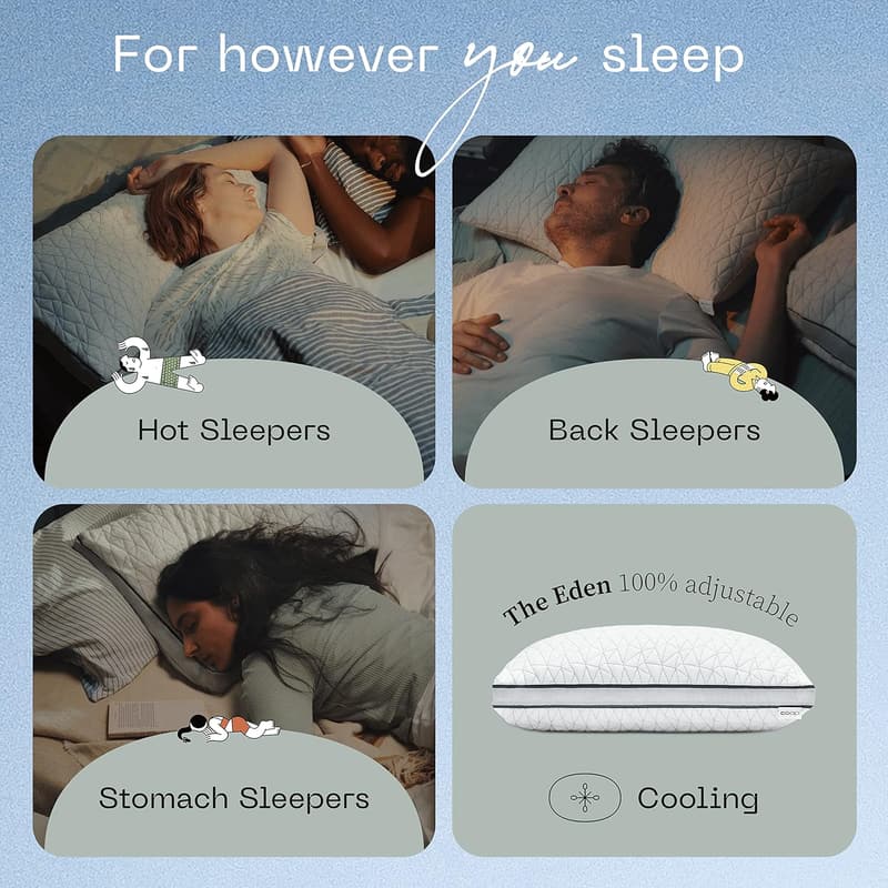 Queen Size Cooling Gel Memory Foam Bed Pillow - Medium Soft
