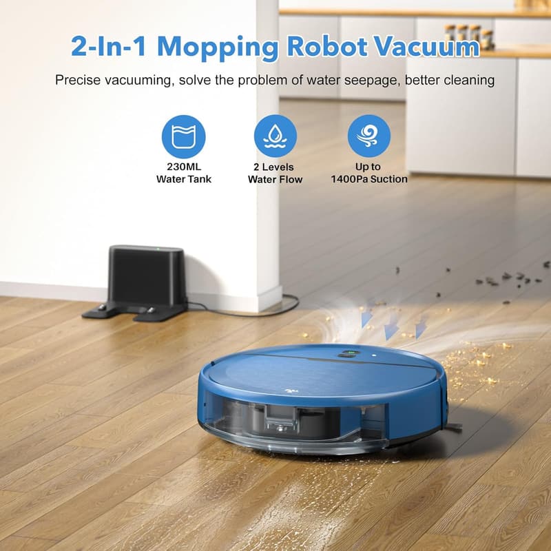 Smart Robot Vacuum and Mop Combo with WiFi - Ideal for Pet Hair