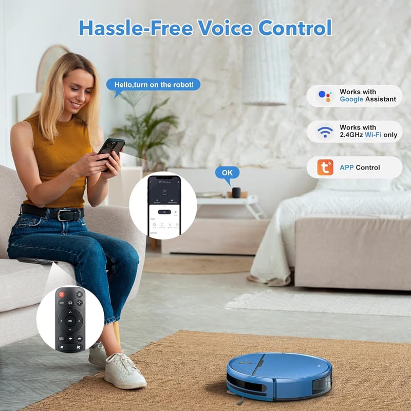 Smart Robot Vacuum and Mop Combo with WiFi - Ideal for Pet Hair