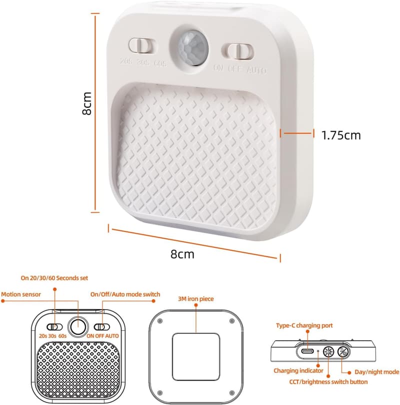 Dimmable LED Motion Sensor Night Lights - 3 Color Temperatures